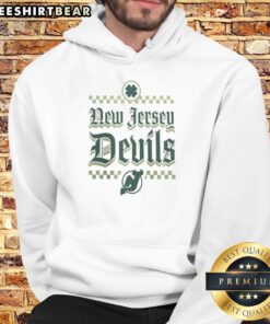 New Jersey Devils St. Patrick's Day hoodie featuring a lucky slapshot design, perfect for fans celebrating the holiday.