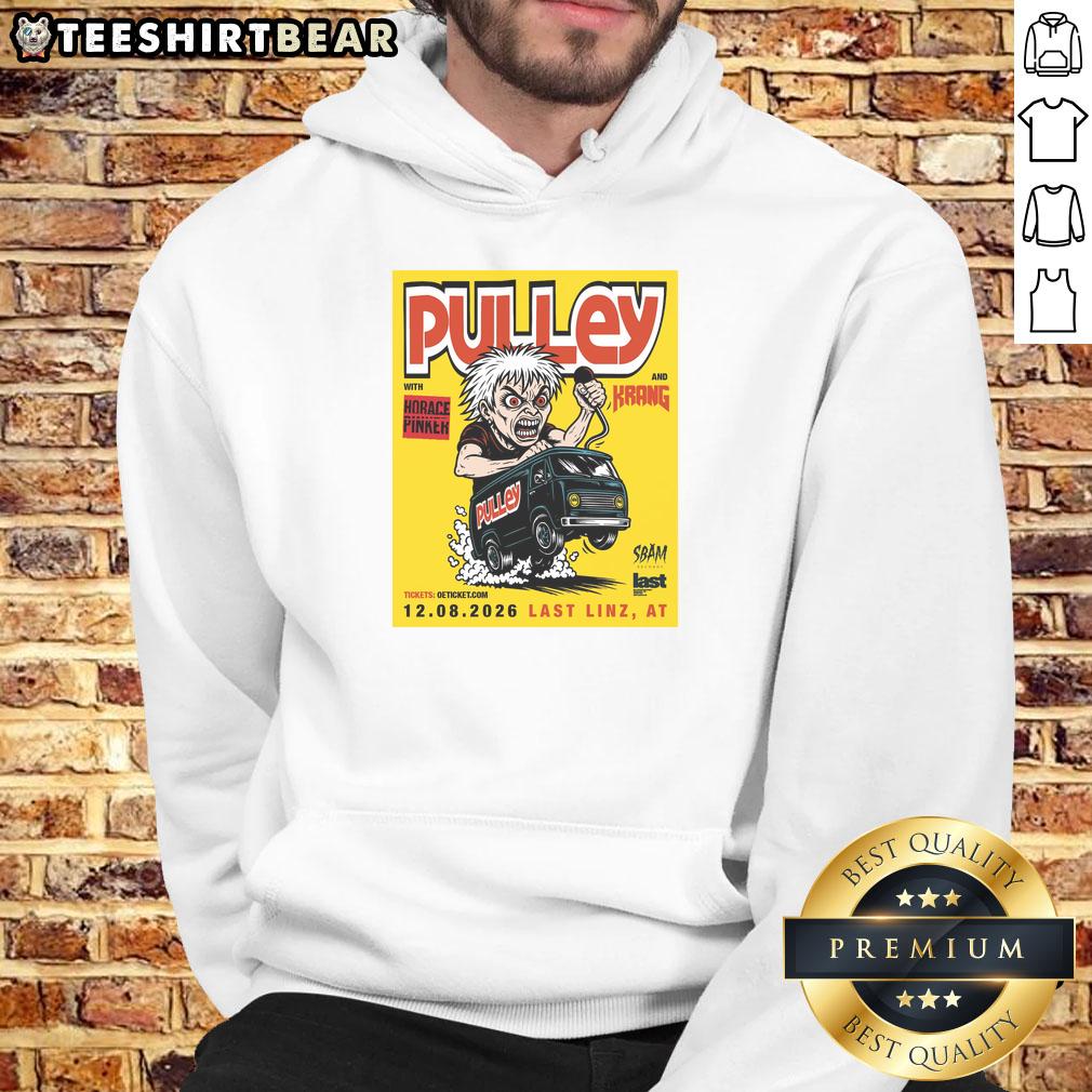 Nice Pulley Last by Schachermayer Linz poster design on a hoodie, showcasing stylish graphics and vibrant colors.