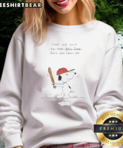 Cozy 'Nice Take Me Out Back And Shoot Me' Snoopy sweatshirt featuring a playful graphic design, perfect for casual wear.
