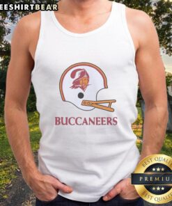 Stylish tank top featuring the Nice Tampa Bay Buccaneers football logo inside a large helmet design.