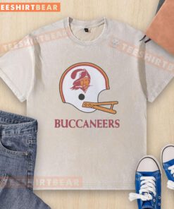 Nice Tampa Bay Buccaneers football logo on a big helmet washed t-shirt, perfect for fans and casual wear.