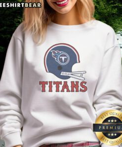 Alt Text: Nice Tennessee Titans football logo displayed on a big helmet sweatshirt, perfect for fans and game day attire.