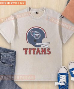Alt Text: Nice Tennessee Titans football logo on a big helmet washed t-shirt, perfect for fans showcasing their team spirit.