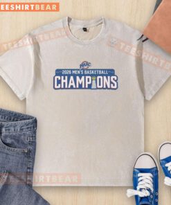 Alt Text: 2026 MAAC Men's Basketball Champions Siena Saints washed t-shirt featuring team logo and championship details.