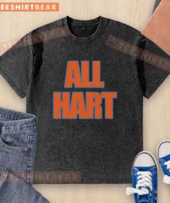 Official All Hart New York Knicks Josh Hart washed t-shirt featuring team colors and logo for fans and collectors.