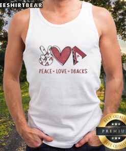 Arizona Diamondbacks Peace Love Dbacks tank top featuring heart shape hand sign and team logo design.