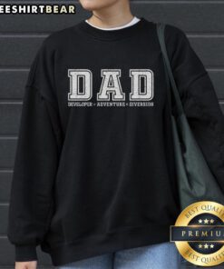 Official Developer of Adventure and Diversion sweatshirt featuring a stylish design, perfect for gamers and outdoor enthusiasts.