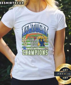Official Kentucky Wildcats Past Champs Tourney Win Ladies Tee featuring team logo and championship graphics.
