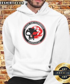 Official Magic: The Gathering Antifascist Hoodie featuring unique artwork and vibrant colors for fans and supporters.