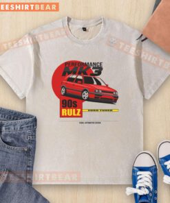 Alt Text: Official Performance Mk3 90s Rulz washed t-shirt featuring retro design and vibrant colors for nostalgic fashion lovers.
