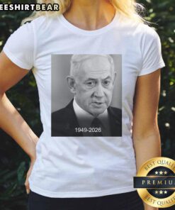 Official Rip Benjamin Netanyahu 1949-2026 Ladies Tee showcasing a stylish tribute to the former Israeli Prime Minister.