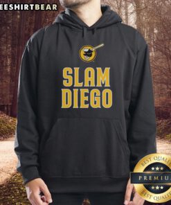Official San Diego Padres Slam Diego Hoodie in navy blue with logo, perfect for fans showing team spirit.