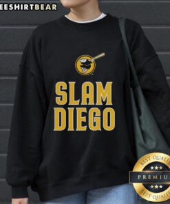 Alt Text: Official San Diego Padres Slam Diego sweatshirt featuring team colors and logo, perfect for Padres fans.