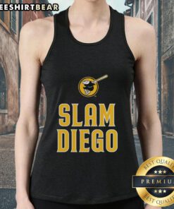Alt Text: Official San Diego Padres Slam Diego tank top featuring team colors and logo, perfect for game day wear.