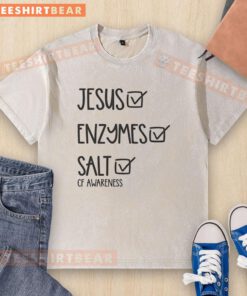 Official Select All Jesus Enzymes Salt of Awareness Washed T-Shirt featuring a unique design and soft fabric for casual wear.