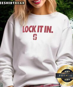 Alt Text: Official Stanford Cardinal 2026 Lock It In Sweatshirt featuring the iconic logo and stylish design in cardinal red.
