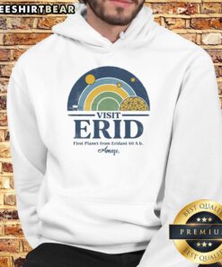Official Visit Erid Colony Hoodie featuring a stylish design and vibrant colors, perfect for fans of sci-fi apparel.