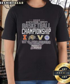Alt Text: Original NCAA Division I Women's Basketball Championship 2026 Tee featuring Illinois, Colorado, Vanderbilt, and High Point.