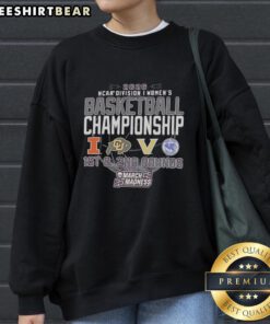 2026 NCAA Division I Women's Basketball Championship sweatshirt featuring Illinois, Colorado, Vanderbilt, and High Point.