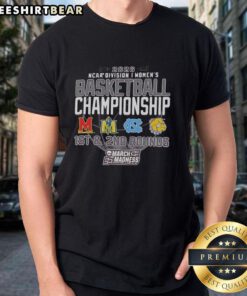 2026 NCAA Division I Women's Basketball Championship T-shirt featuring Maryland, Missouri, and North Carolina Leathernecks design.