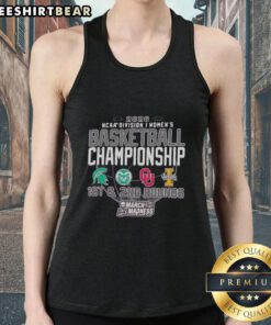 2026 NCAA Division I Women's Basketball Championship tank top featuring Spartans, Colorado, Idaho, and Oklahoma designs.