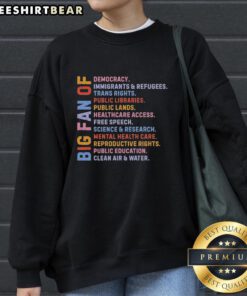 Original Radicalized by Basic Decency sweatshirt celebrating democracy, immigrants, refugees, and trans rights.