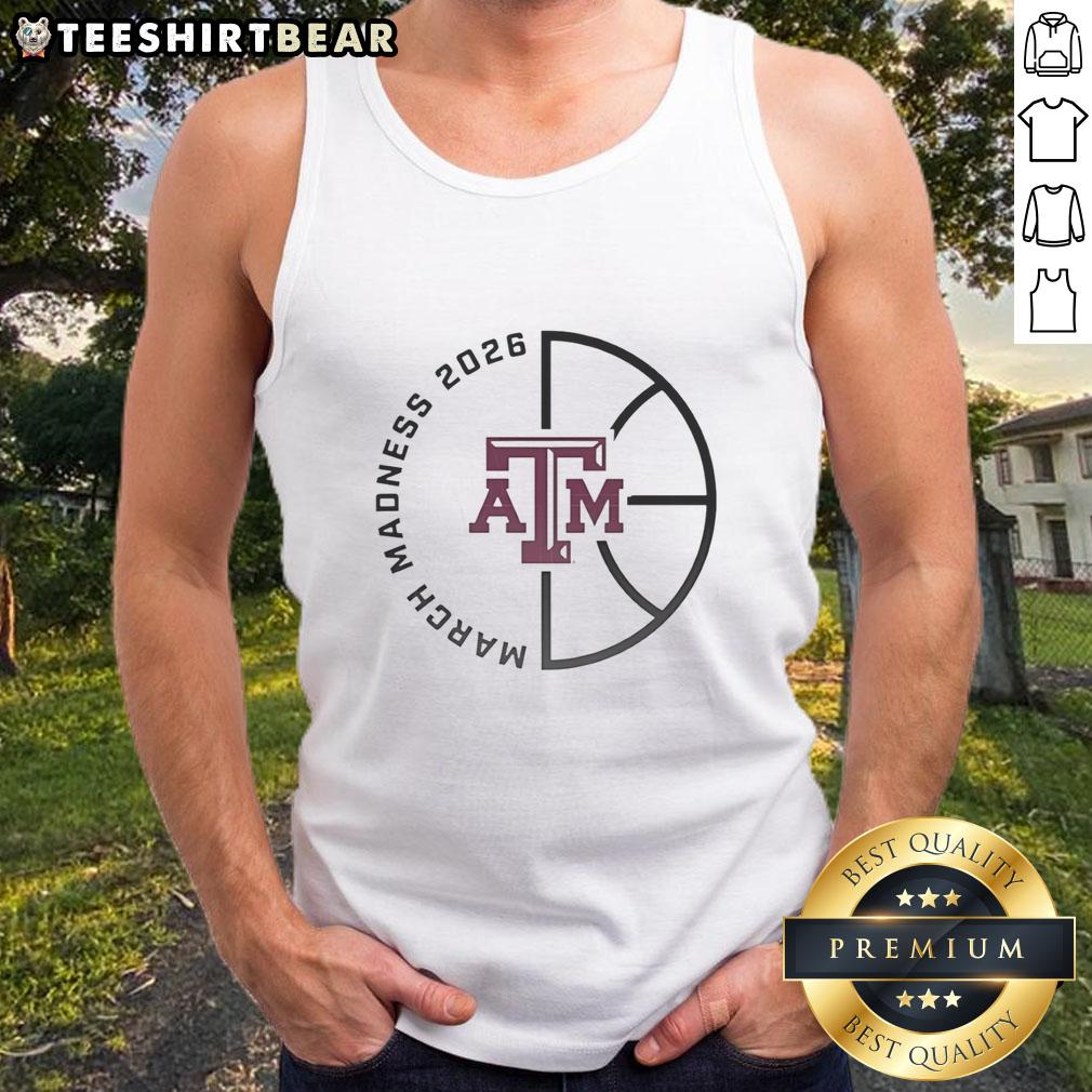Original Texas A&M Aggies March Madness 2026 tank top featuring team colors and logo, perfect for game day attire.
