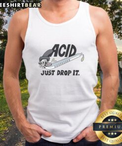 Premium Acid cartoon eyedropper character wearing a fun tank top, perfect for quirky fashion enthusiasts.