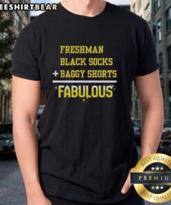 Premium Freshman black socks paired with baggy shorts and a fabulous t-shirt, perfect for casual, stylish everyday wear.