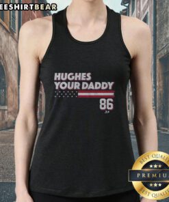 Alt Text: Premium Jack Hughes Your Daddy Stars Stripes 86 Tank Top featuring stylish design and vibrant colors for summer wear.