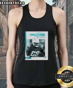 Premium Jamaree Salyer Miami Dolphins Welcome to Miami tank top featuring vibrant team colors and logo.