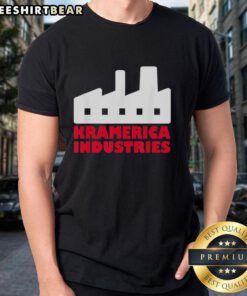 Premium Kramerica Industries T-Shirt displayed on a hanger, showcasing its vibrant design and high-quality fabric.