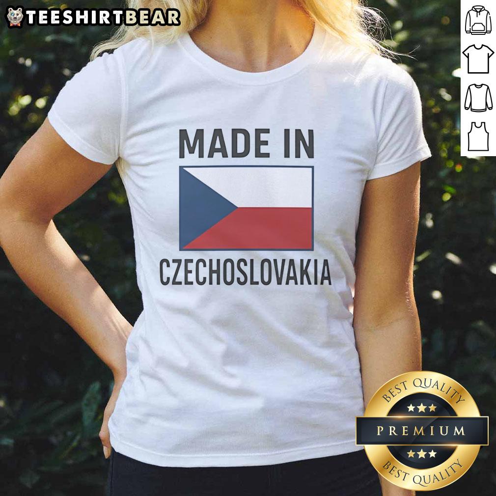 Premium Made in Czechoslovakia Czechia Flag Ladies Tee showcasing vibrant colors and stylish design for Czech pride.