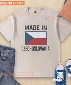 Alt Text: Premium Made in Czechoslovakia Czechia Flag Washed T-Shirt featuring vibrant colors and soft fabric for comfort.
