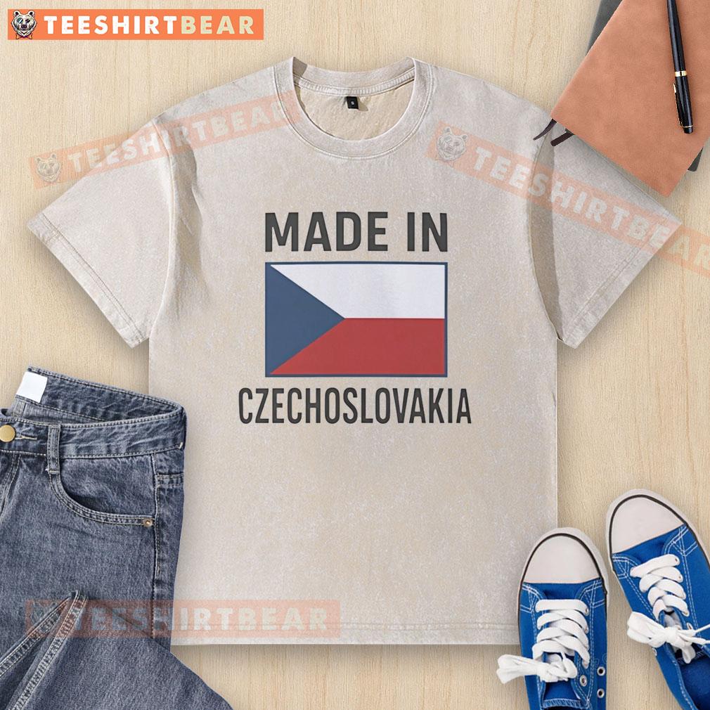 Alt Text: Premium Made in Czechoslovakia Czechia Flag Washed T-Shirt featuring vibrant colors and soft fabric for comfort.