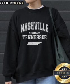 Premium Nashville Tennessee Est 1779 Varsity Sweatshirt featuring classic design and vibrant colors.