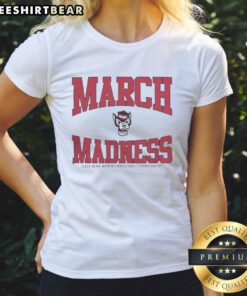 Premium NC State Wolfpack March Madness 2026 NCAA Women's Basketball Championship ladies tee in vibrant red.