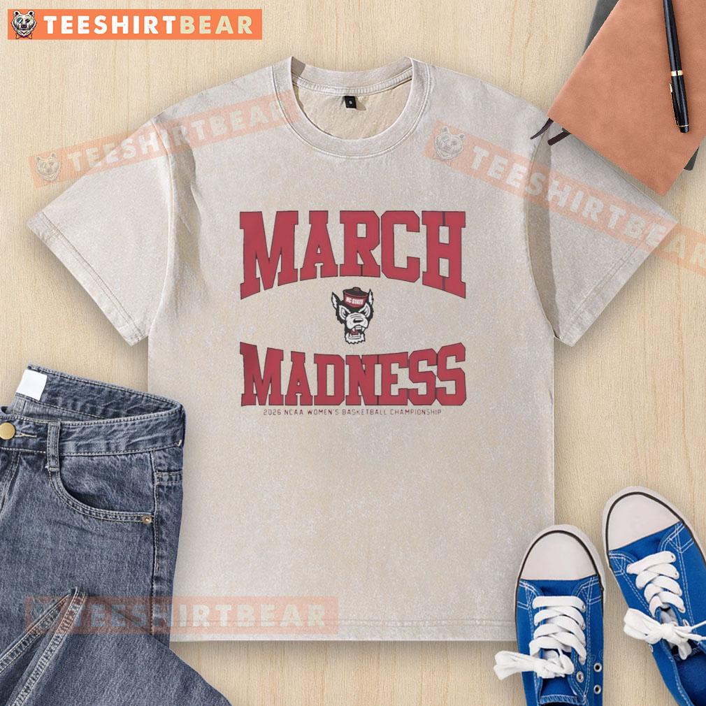 Alt Text: Premium NC State Wolfpack March Madness 2026 NCAA Women's Basketball Championship washed t-shirt in red.
