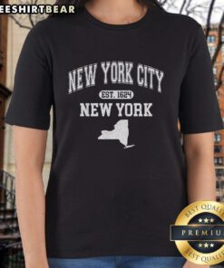 Premium New York City varsity ladies tee, established 1624, featuring a stylish design and comfortable fit.