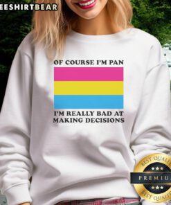 Alt Text: Premium 'Of Course I'm Pan, I'm Really Bad at Making Decisions' Flag Sweatshirt in stylish design and vibrant colors.