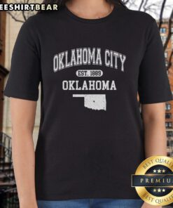 Premium Oklahoma City Oklahoma Est 1889 Varsity Ladies Tee in stylish design, perfect for fans of local heritage wear.