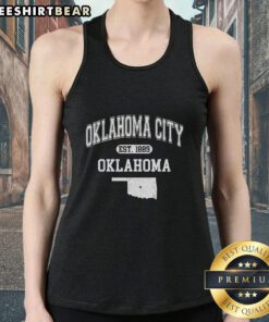 Premium Oklahoma City Varsity Tank Top, established 1889, featuring a stylish design perfect for summer wear.