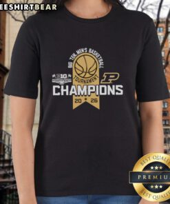 Premium Purdue Boilermakers Big Ten Men's Basketball Tournament Champions 2026 Ladies Tee showcasing team spirit and style.