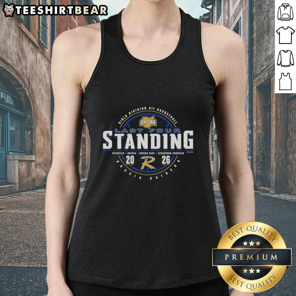Premium Russia Raiders 2026 OHSAA Girls Basketball Division 7 Last Four Standing tank top design showcasing team spirit.