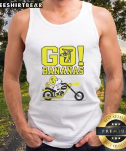 Alt Text: Premium Snoopy and Woodstock driving with bananas on a tank top, perfect for fun summer outings.