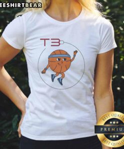 Premium T3 Basketball Mascot Logo on a stylish ladies tee, perfect for sports fans and team spirit enthusiasts.