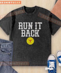 Premium Texas Longhorn baseball 'Run It Back' washed t-shirt showcasing team spirit and style for fans.