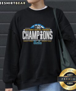 Premium UCLA Bruins women's basketball tournament champions 2026 sweatshirt in navy blue, featuring team logo and design.