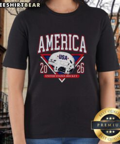 Premium United States Hockey Champions USA Ladies Tee showcasing a stylish design for women's sports fans.