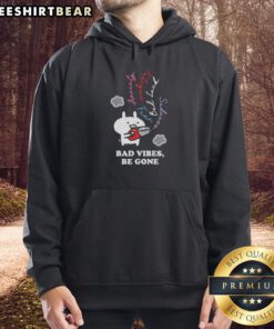 Premium Usagyuuun Bad Vibes Be Gone Black Hoodie featuring a stylish design and comfortable fit for everyday wear.